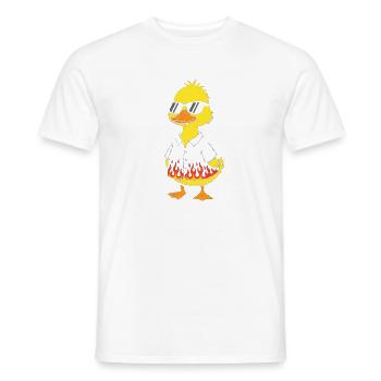 Flame Duck in Black Shirt - Men's T-Shirt - white - Front - AI Model Male 178 dark (178cm)
