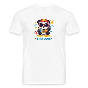 Graphique Reste mignon Reste Cool Bear - T-shirt homme - blanc - Devant - AI Model Male 178 dark (178cm)