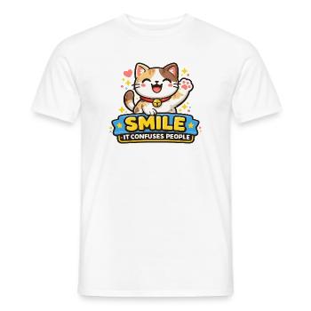 Lächelnde Katze Verwirrt Menschen - Männer T-Shirt - Weiß - Vorne - AI Model Male 178 dark (178cm)