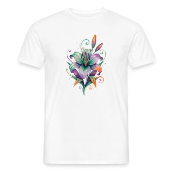 Bunte Lilie Wasserfarbenzauber - Männer T-Shirt - Weiß - Vorne - AI Model Male 178 dark (178cm)