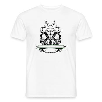 Starker Hase Rollstuhl Fitness Fun Design - Männer T-Shirt - Weiß - Vorne - AI Model Male 178 dark (178cm)