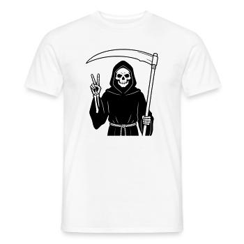 Grim Reaper Gives a Peace Signal - Men's T-Shirt - white - Front - AI Model Male 178 dark (178cm)