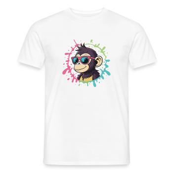Cartoon Monkey Splash bunte rosa Brille - Männer T-Shirt - Weiß - Vorne - AI Model Male 178 dark (178cm)