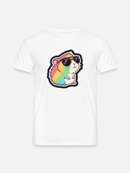 Hamster-Chic, Regenbogenbrille cool - Männer T-Shirt - Weiß