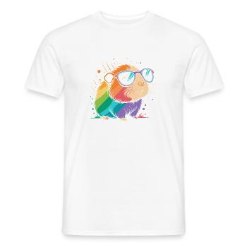 Guinea pig rainbow glasses - Men's T-Shirt - white - Front - AI Model Male 178 dark (178cm)
