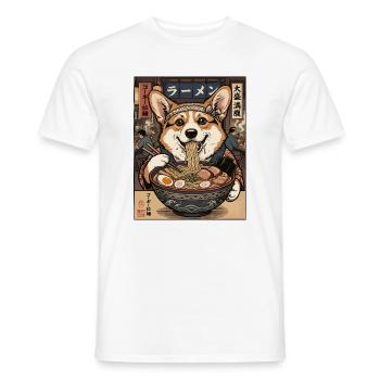 Corgi Ramen Feast in Nippon - Men's T-Shirt - white - Front - AI Model Male 178 dark (178cm)