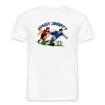 Kampf um den Ball: Fußball-Duell - Männer T-Shirt - Weiß - Vorne - AI Model Male 178 dark (178cm)