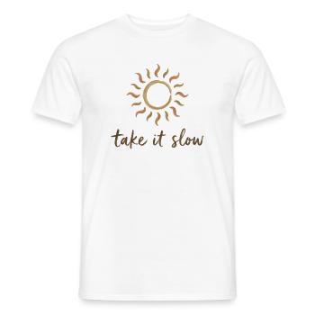 Take It Slow Sun Logo - Men's T-Shirt - white - Front - AI Model Male 178 dark (178cm)