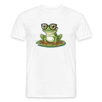 Smart Frog - Funny Design with Lunett - Men's T-Shirt - white - Front - AI Model Male 178 dark (178cm)