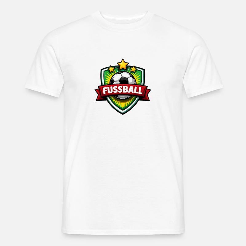 Fussball Shield mit Banner - Männer T-Shirt - Weiß