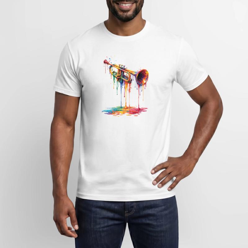 Trumpet mit tropfender Farbe Männer T-Shirt