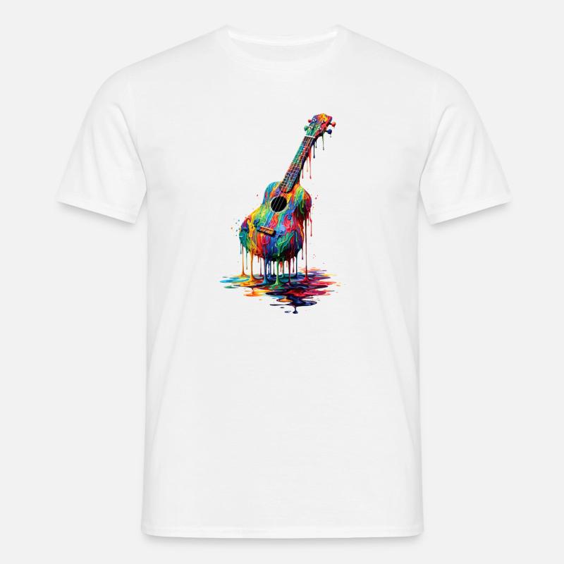 Ukulele mit tropfender Farbe - Männer T-Shirt - Weiß