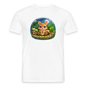 Cute Rabbit in Forest Bubble - Men's T-Shirt - white - Front - AI Model Male 178 dark (178cm)