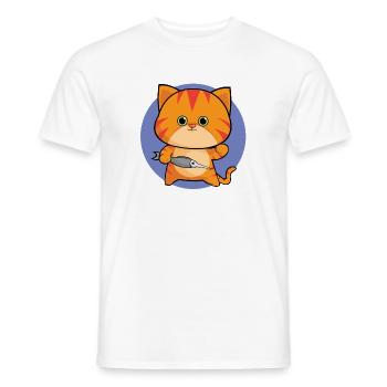 Chat tigré amical aux yeux verts - T-shirt homme - blanc - Devant - AI Model Male 178 dark (178cm)