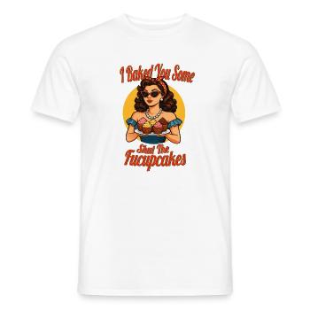 Je t’en ai fait – Chemise rétro drôle de pâtisserie - T-shirt homme - blanc - Devant - AI Model Male 178 dark (178cm)
