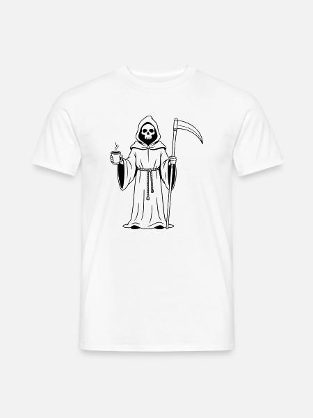 Sensenmann mit einer Tasse Kaffee - Männer T-Shirt - Weiß