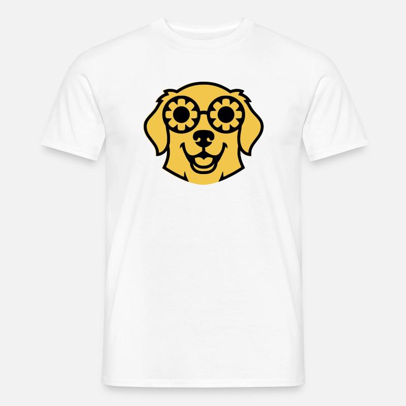 Labrador Blume Brille Peace Comic - Männer T-Shirt - Weiß