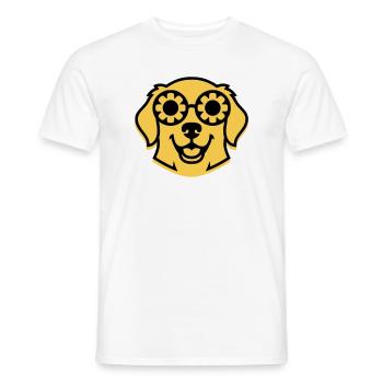 Cool Retriever Glasses Hippie Dog - Men's T-Shirt - white - Front - AI Model Male 178 dark (178cm)