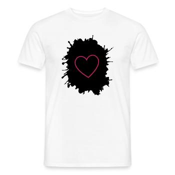 Neon Pink Herz-Umriss auf Schwarz - Männer T-Shirt - Weiß - Vorne - AI Model Male 178 dark (178cm)