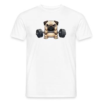 Carlin cool avec un bodybuilder de fitness cartoon avec haltères - T-shirt homme - blanc - Devant - AI Model Male 178 dark (178cm)