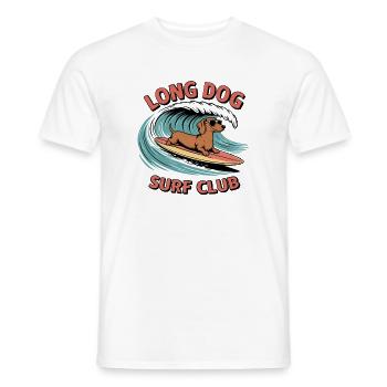 Dackel surft auf einem Board – im Retro-Surf-Stil - Männer T-Shirt - Weiß - Vorne - AI Model Male 178 dark (178cm)