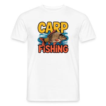 Carp Fishing Cartoon Motif - Men's T-Shirt - white - Front - AI Model Male 178 dark (178cm)