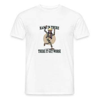 Durchhalten – Lustiges Skelett Humor Shirt - Männer T-Shirt - Weiß - Vorne - AI Model Male 178 dark (178cm)
