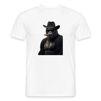 Gorille avec chapeau, lunettes de soleil et cigare - T-shirt homme - blanc - Devant - AI Model Male 178 dark (178cm)