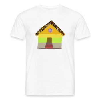Maison de village colorée au toit de chaume - T-shirt homme - blanc - Devant - AI Model Male 178 dark (178cm)