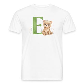 E mit Teddy: Verspielter Buchstabe E - Männer T-Shirt - Weiß - Vorne - AI Model Male 178 dark (178cm)