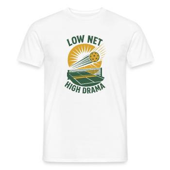 Net low, drama high | Pickleball Humor - Men's T-Shirt - white - Front - AI Model Male 178 dark (178cm)