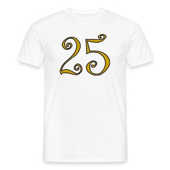 25. 25 YEARS. 25th ANNIVERSARY. 25 YEARS ANNIVERSARY. - Men's T-Shirt - white - Front - AI Model Male 178 dark (178cm)