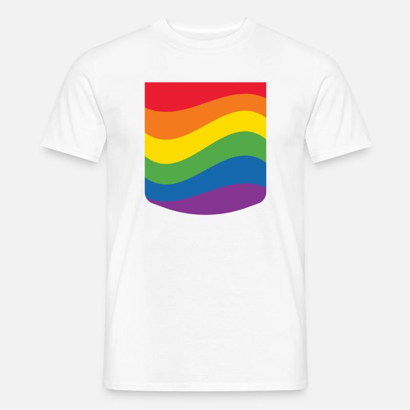 Rainbow Wave Pride Flag Minimal Design - Männer T-Shirt - Weiß