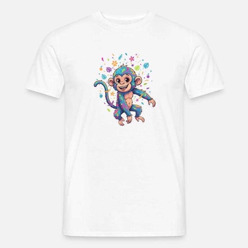 Bunter Farbaffe Spritzbild - Männer T-Shirt - Weiß