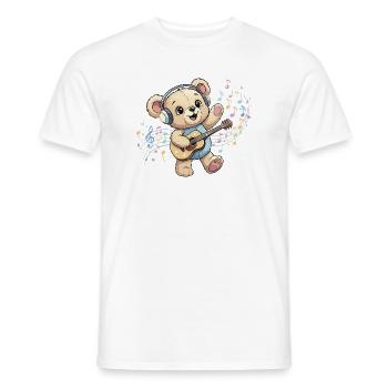 Cuddly Bear with Guitar Groove - Men's T-Shirt - white - Front - AI Model Male 178 dark (178cm)