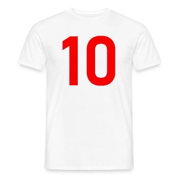 10. 10 ANS. 10e ANNIVERSAIRE. ANNIVERSAIRE 10 ANS. - T-shirt homme - blanc - Devant - AI Model Male 178 dark (178cm)