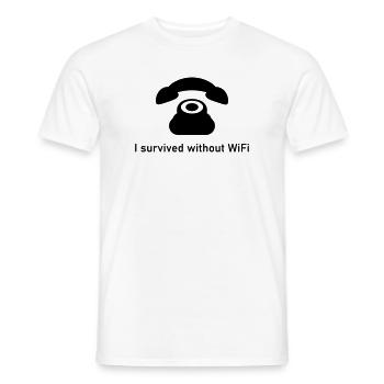 VIEUX TÉLÉPHONE VINTAGE ET SANS WIFI QUE J’AI SURVÉCU - T-shirt homme - blanc - Devant - AI Model Male 178 dark (178cm)