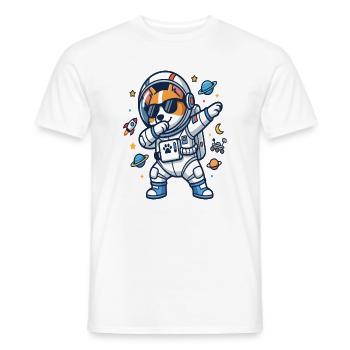 Dabbing Corgi Astronaut Funny Space Dog - Men's T-Shirt - white - Front - AI Model Male 178 dark (178cm)