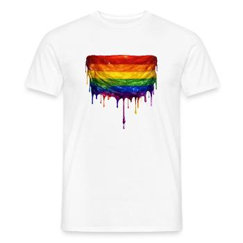 Raibow LGBT Dripping Flag - Men's T-Shirt - white - Front - AI Model Male 178 dark (178cm)