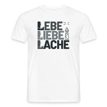  Lebe Liebe Lache Maritim Anker Und Leuchtturm - Männer T-Shirt - Weiß - Vorne - AI Model Male 178 dark (178cm)