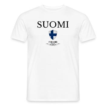 Drapeau de la Finlande, fierté finlandaise - T-shirt homme - blanc - Devant - AI Model Male 178 dark (178cm)