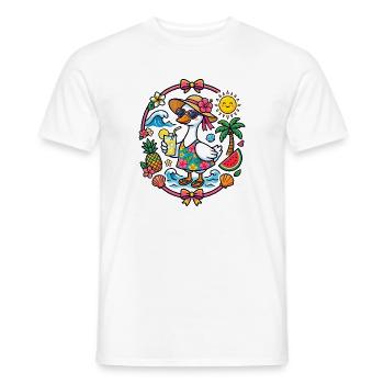 Goose on the Beach - Ambiances tropicales d’été - T-shirt homme - blanc - Devant - AI Model Male 178 dark (178cm)
