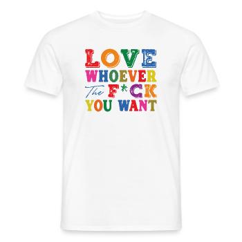 Love Whoever You Want – Colorful Typo Statement - Men's T-Shirt - white - Front - AI Model Male 178 dark (178cm)
