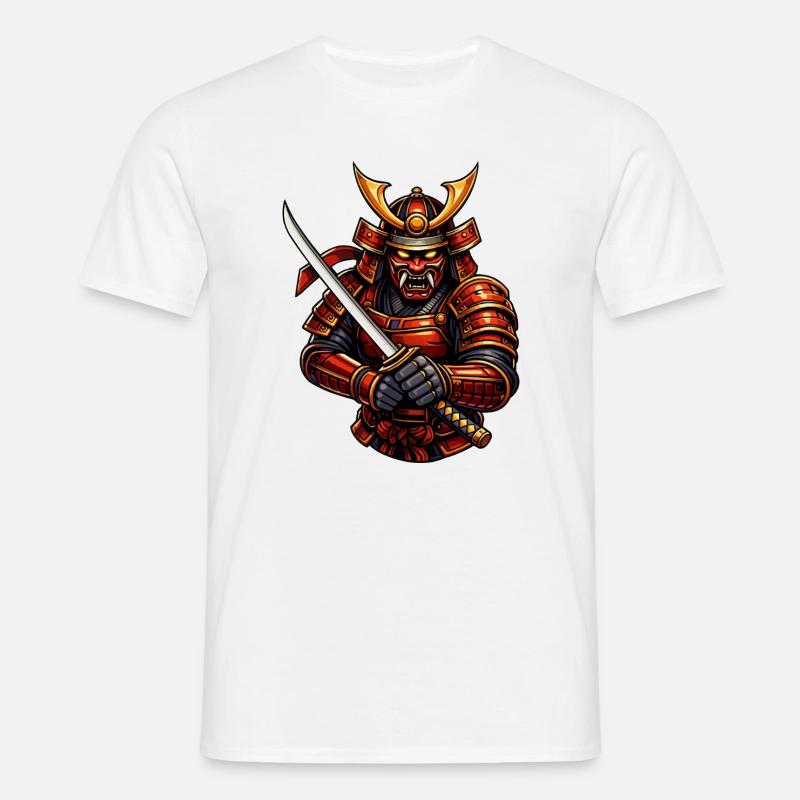 Kampfkunst-Samurai mit Schwert - Männer T-Shirt - Weiß