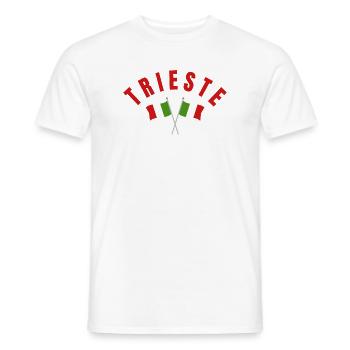 Trieste Italian Flags Cross Emblem - Men's T-Shirt - white - Front - AI Model Male 178 dark (178cm)