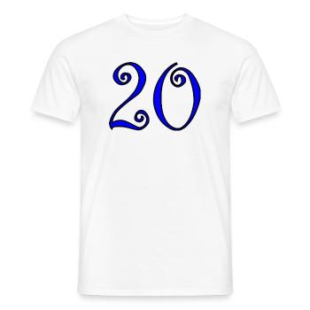 20. 20th ANNIVERSARY. 20 YEARS ANNIVERSARY. 20 YEARS. - Men's T-Shirt - white - Front - AI Model Male 178 dark (178cm)