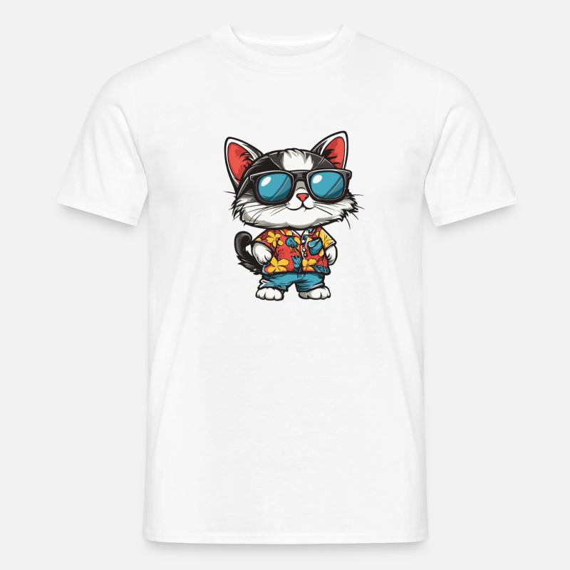 Katze Comic Urlaub - Männer T-Shirt - Weiß