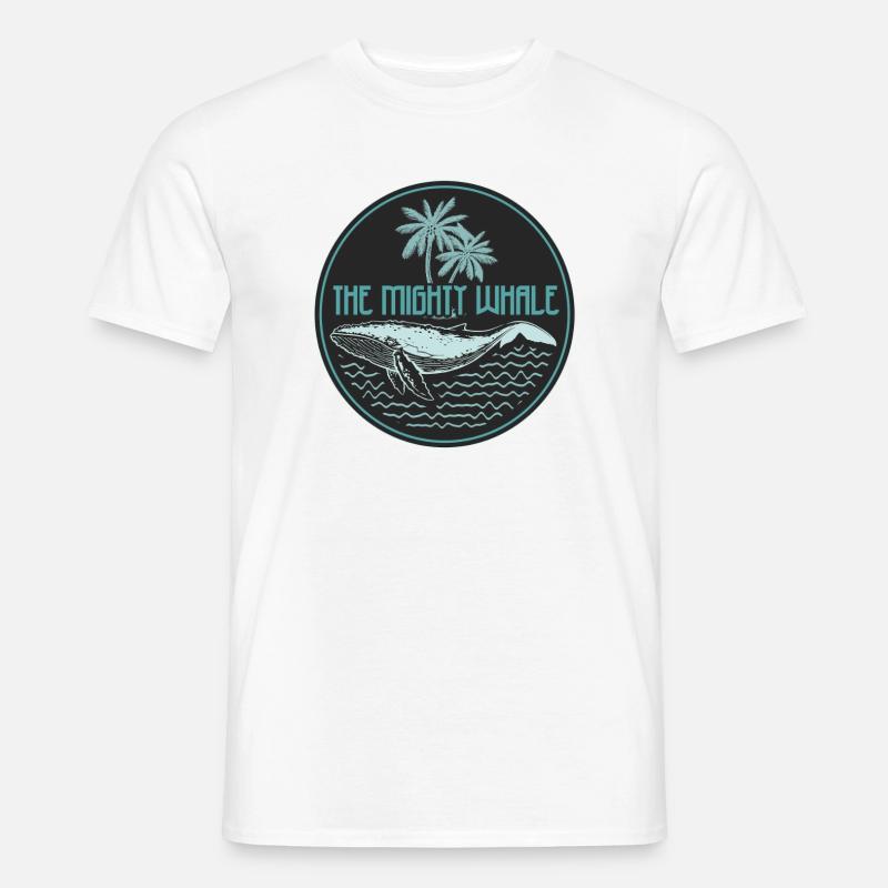 Mighty Whale Tropical Ocean Abzeichen - Männer T-Shirt - Weiß