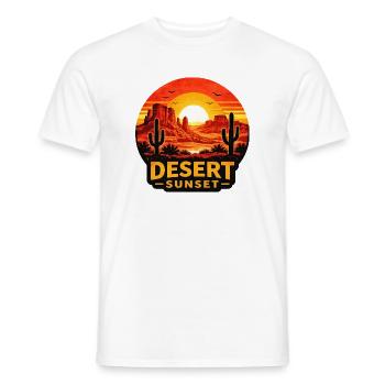 Aventure : Paysage de cactus au coucher de soleil dans le désert - T-shirt homme - blanc - Devant - AI Model Male 178 dark (178cm)