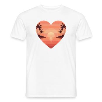Herz-Sonnenuntergang am Strand - Männer T-Shirt - Weiß - Vorne - AI Model Male 178 dark (178cm)